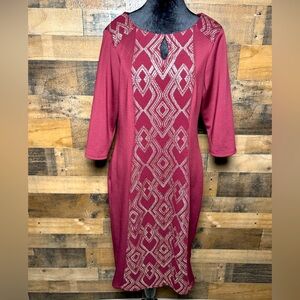Triuhuology Women's Maroon Gold Cocktail Dress Size 12 Large  L AB 642